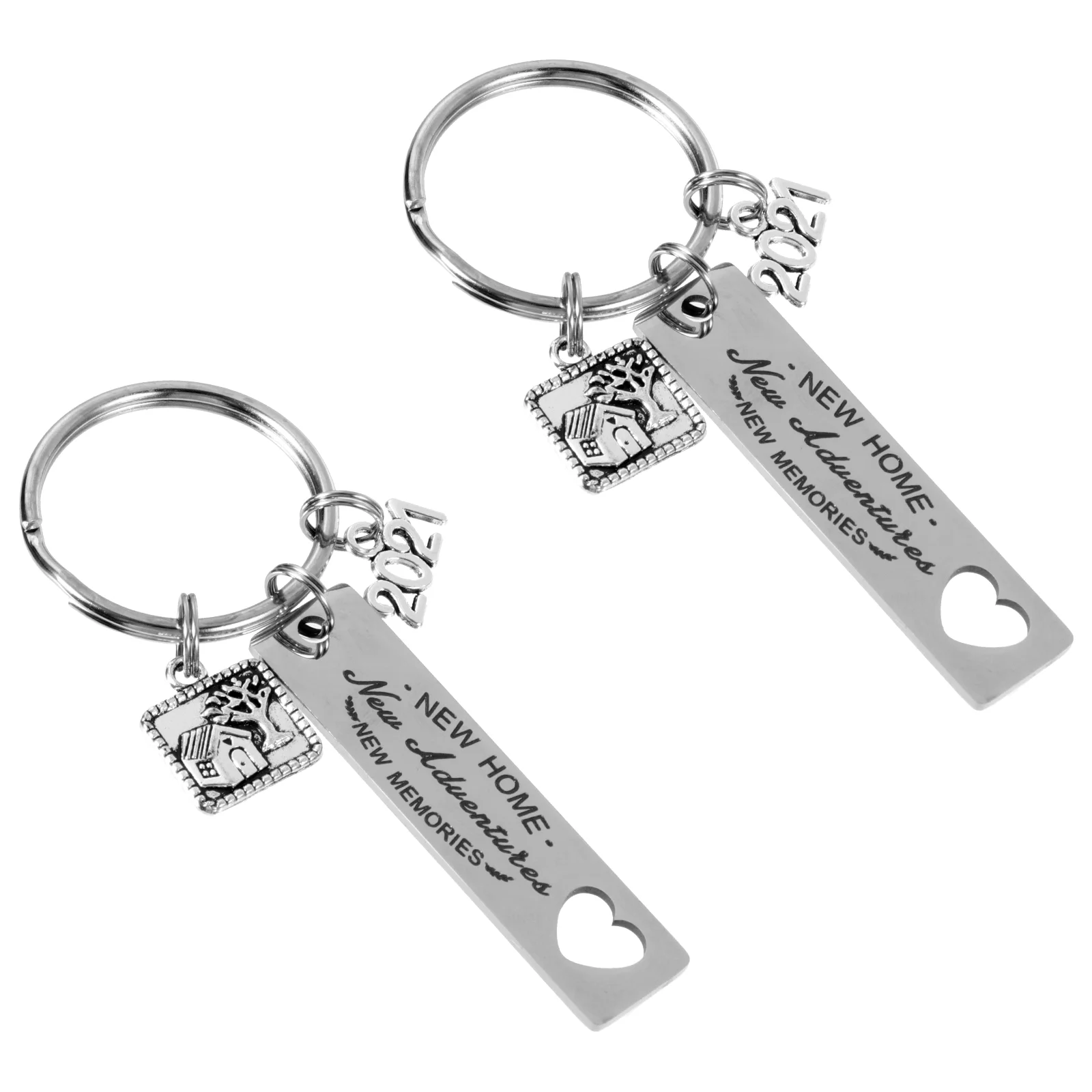 2 Pcs 2021 Keychain Gifts Couples Key Decoration Key Ring New House Theme Keyring Material Key Accessory Lovers Key Chain