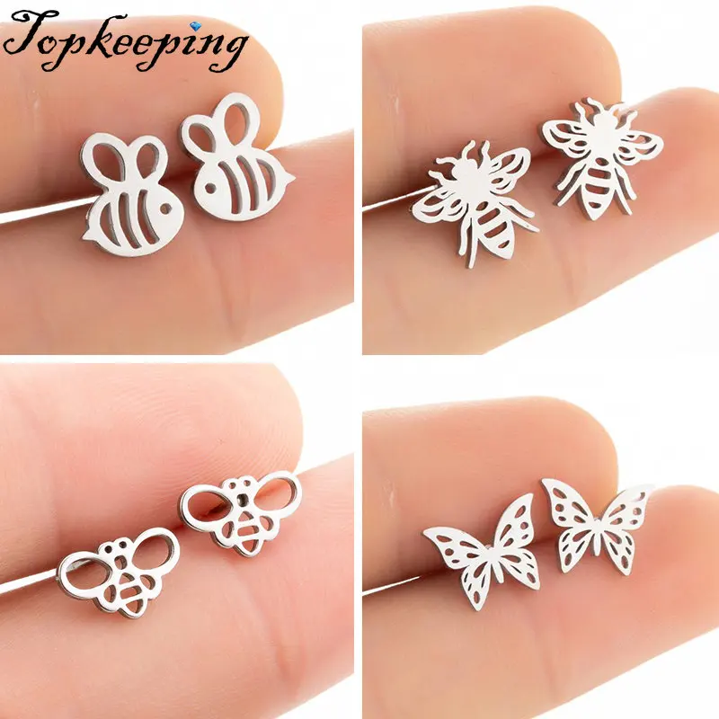 

Small Bee Pendant Stud Earrings for Women Cute Insect Bee Earrings Stainless Steel Earings Fashion Jewelry Gifts Children