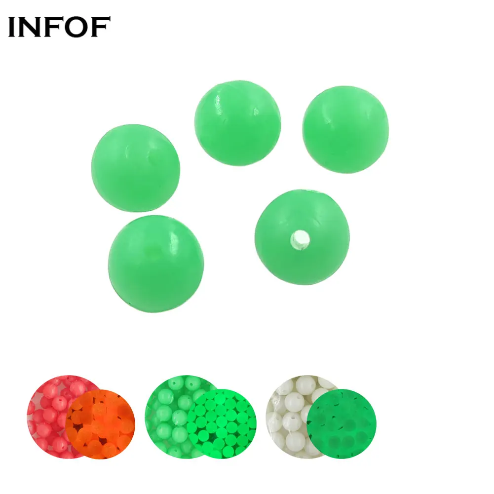 

100pcs Plastic Round Beads 3MM-12MM Glow Hard Fishing Beads Stopper Carp Fishing Lures Rig Accessories Pink Green Black