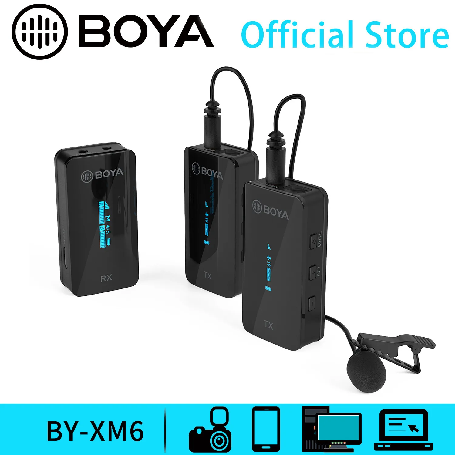 

Boya BY-XM6 S1 S2 itracomact 2,4 ГГц Двухканальный беспроводной микрофон для видеокамеры смартфона планшета ПК с дисплеем
