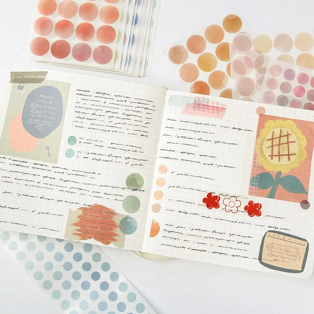 

Stationery Gift Box Collage Hand Account Round Dot Label Self Adhesive Sealing Sticker PET Scrapbooking Sticker