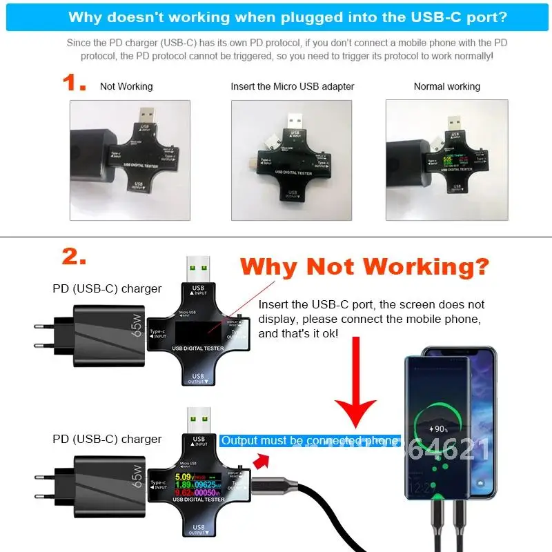 12 в 1 цветной PD USB-тестер цифровой вольтметр постоянного тока напряжение тип-C