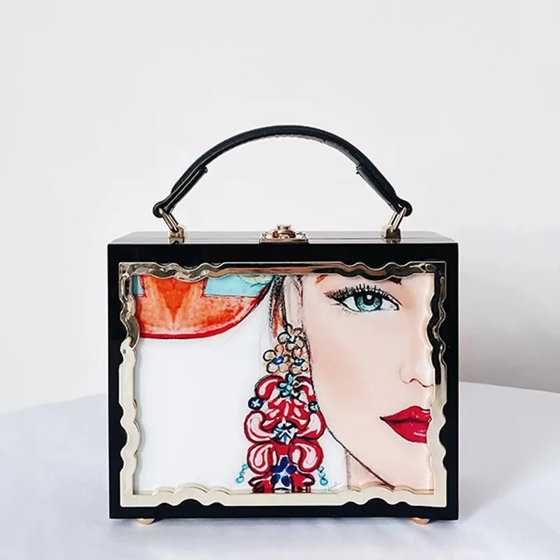 

New Acrylic Flower Square Pearl Clutch For Shoulder Purse Lady Handbags Luxury Women's Top-Handle Pouch Wedding Bridal Clutches