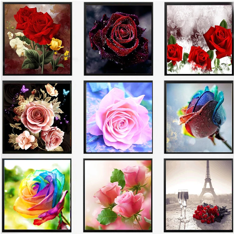 

5D алмазная Вышивка Роза, алмазная живопись своими руками, вышивка крестиком, алмазная вышивка