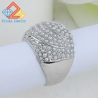 new shining full rhinestone finger rings for woman luxurious white color charming fashionable jewelry