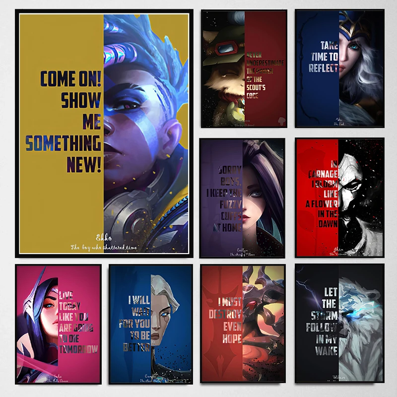 

League Of Legends Series Characters Quotations Canvas Painting Hd Print Wall Art Pictures For Bedroom Game Room Home Decoration