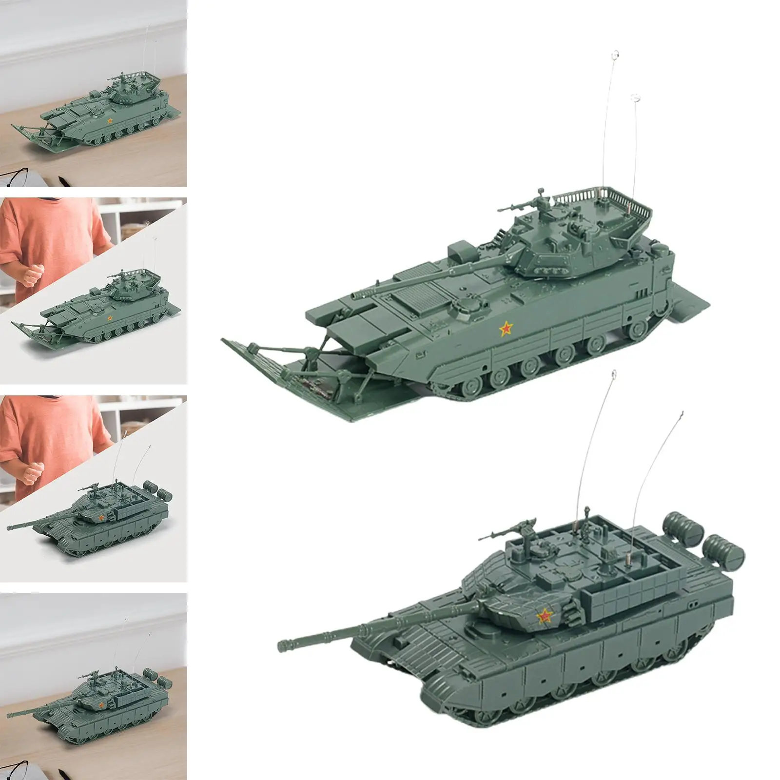

1/72 Scale Puzzles DIY Assemble Miniature Building Model Kits 4D Tank Model for Collection Tabletop Decor Boys Party Favors Gift