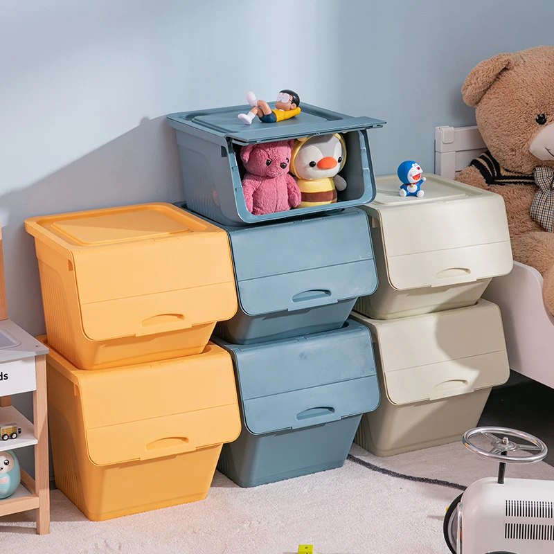 

46L High Quality Blue Plastic Storage Box Containers Stackable with Latching Lid for Toys