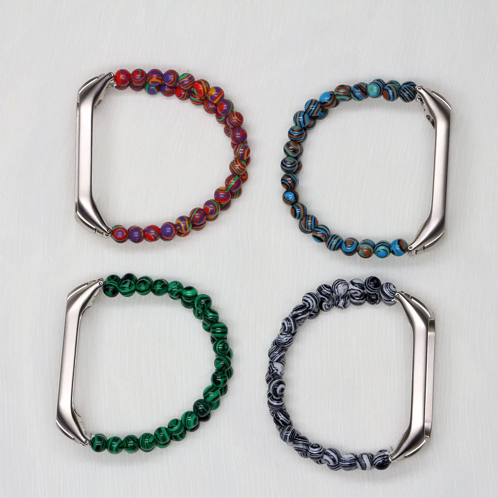 Mi Band 7 Strap for Women Jewelry Beaded Bracelet for Xiaomi Mi Band 3/4/5/6 Smart Wristband Replacement Green Malachite Luxury