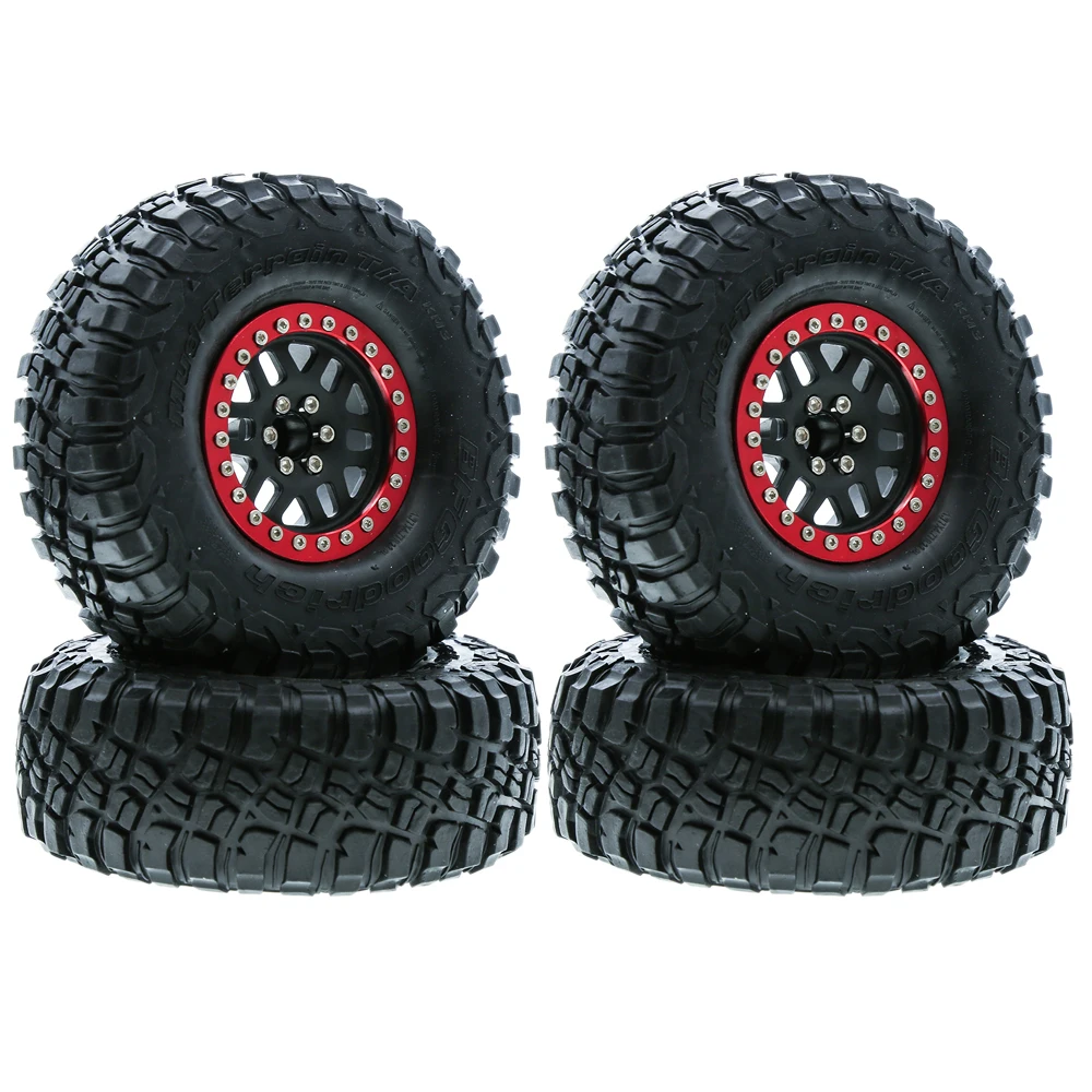4Pcs 2.2 Inch Aluminum Alloy Wheels Rims / Tires For 1/10 RC Crawler Car Axial SCX10 90046 AXI03007 SCX24 Traxxas TRX4 D90