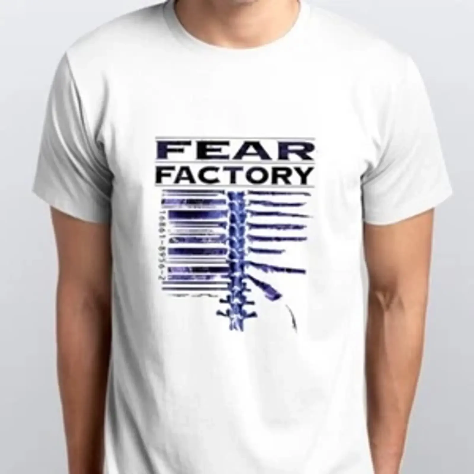 Фото Футболка FEAR FACTORY II, размеры S, M, L, XL, XXL, цвета: белый, винтажный, выстиранный, повседневный, мягкий, унисекс, комфортный, эластичный, универсальный. №1