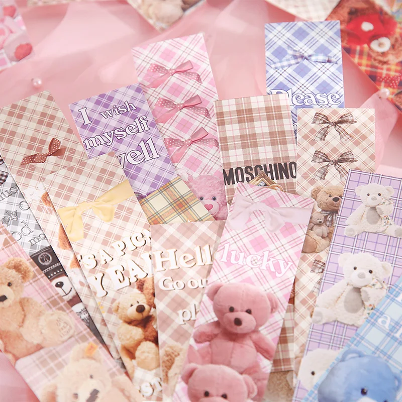 

20 packs wholesale bookmark cartoon cute bear gift message card cute animals girl paper bookmarks school supplies convenient