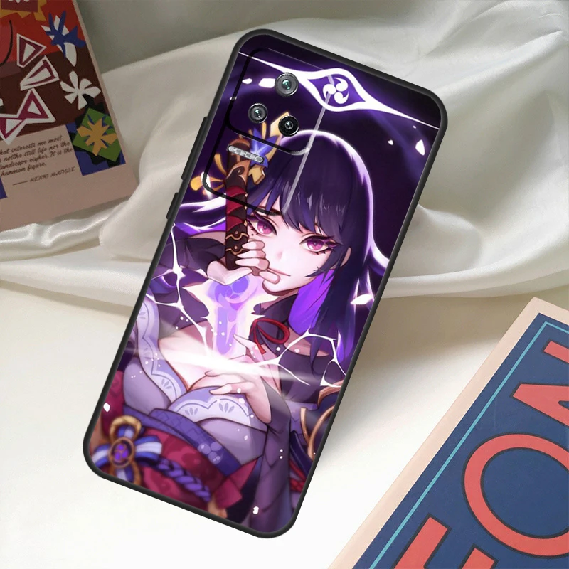 Чехол Genshin Impact Raiden Shogun для POCO X6 Pro M6 X5 X3 M5s F3 F5 Xiaomi 14 Ultra 13 12 Lite 11T 12T 13T Coque