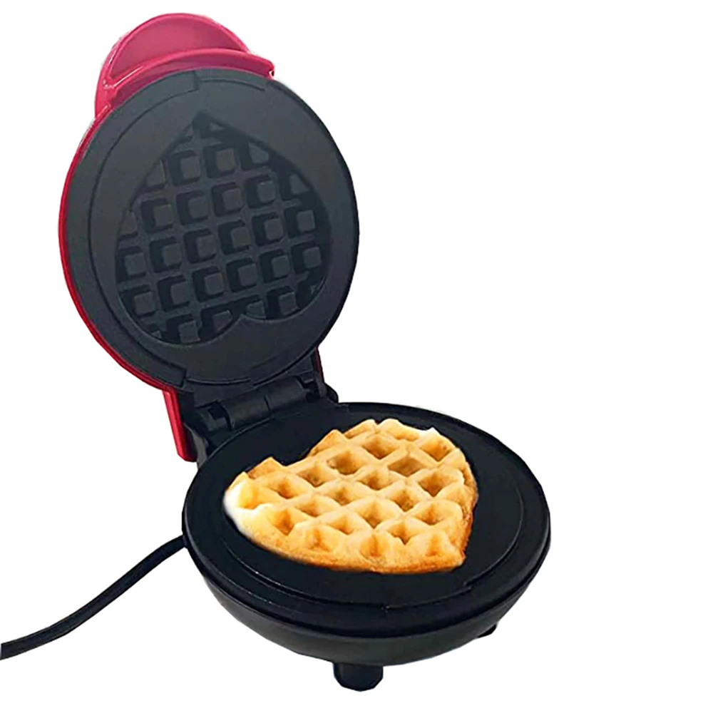 

220V 110V Mini Electric Waffles Maker Bubble Egg Cake Oven Breakfast Love Heart Shaped Waffle Maker Non-Stick Cooking Surface