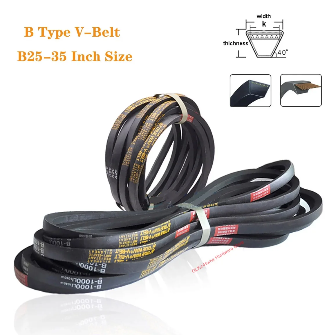 

1Pcs B25/26/27-35 Inch Size B Type V-Belt Black Rubber Triangle Belt Industrial Agricultural Mechanical Transmission Belt