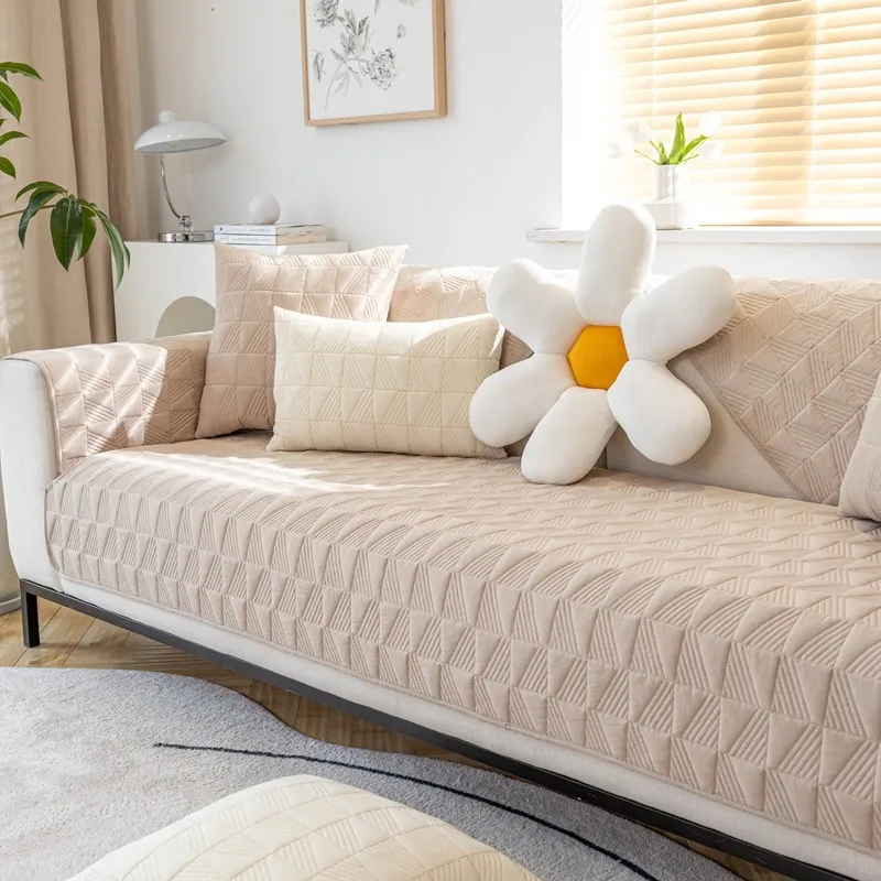 

Warm Plush Sofa Cushion Winter Non-slip Couch Cover Living Room L-shaped 4 Seate Sofa Towel House Decor Pillow Protective Mat