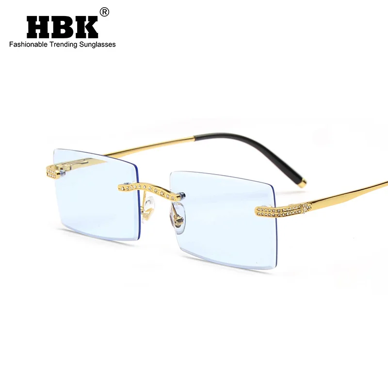 

Солнцезащитные очки-авиаторы HBK без оправы для мужчин и женщин, безрамные градиентные резные солнечные очки, роскошные очки с алмазной оправой