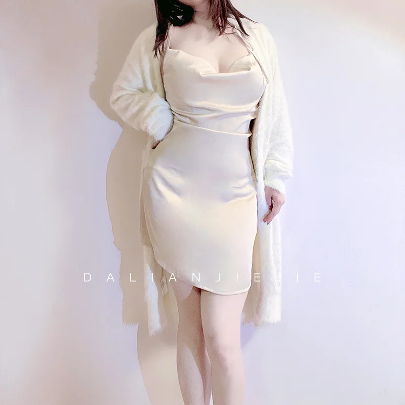 

TVVOVVIN Sexy Solid Color Satin Tank Mini Dress Women's 2022 Summer New High Waist Thin Backless Fashion Sexy Korean Female W2M