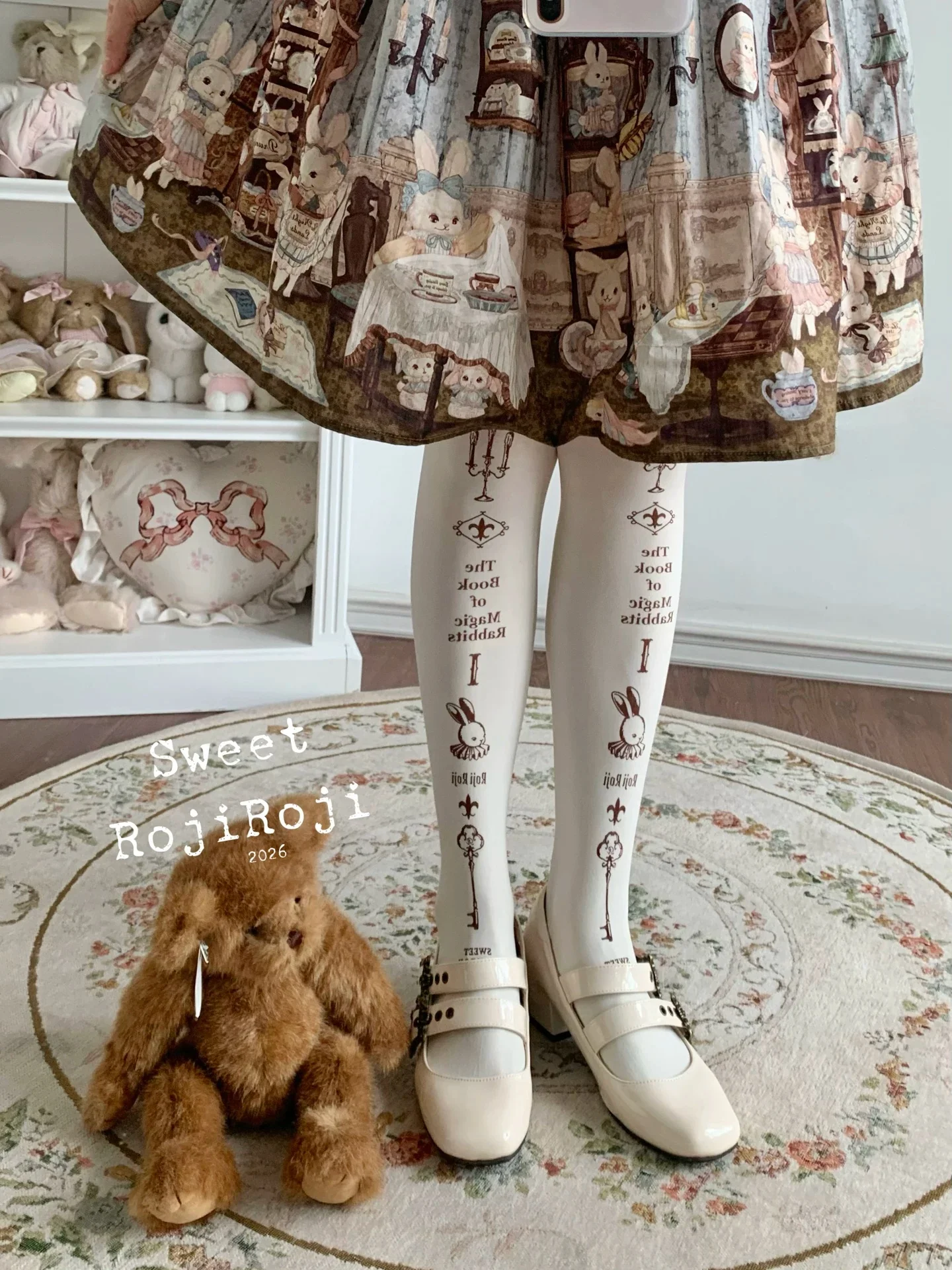 Новые носки Magic Rabbit Lolita 2026: женские, весенне-летние, бархатные, утягивающие, в японском стиле Харадзюку, с принтом, белые, шелковые колготки (art.: 3920da91e9848) - 3920da91e9848