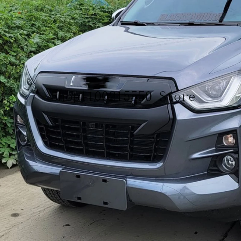 Для Isuzu D-MAX DMAX 2021 2022 2023 ABS Черная передняя решетка гриль капот декоративная крышка