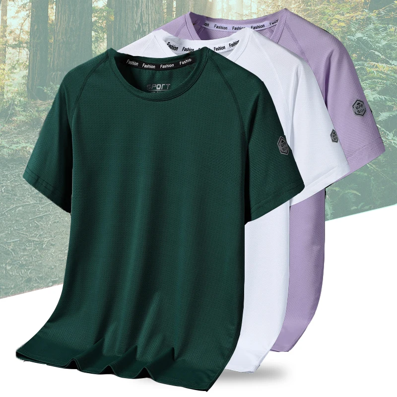 

(M-5XL) ледяной шелк быстросохнущая походная футболка для походов женские спортивные свободные топы дышащая Беговая уличная дорожная рубашка с коротким рукавом