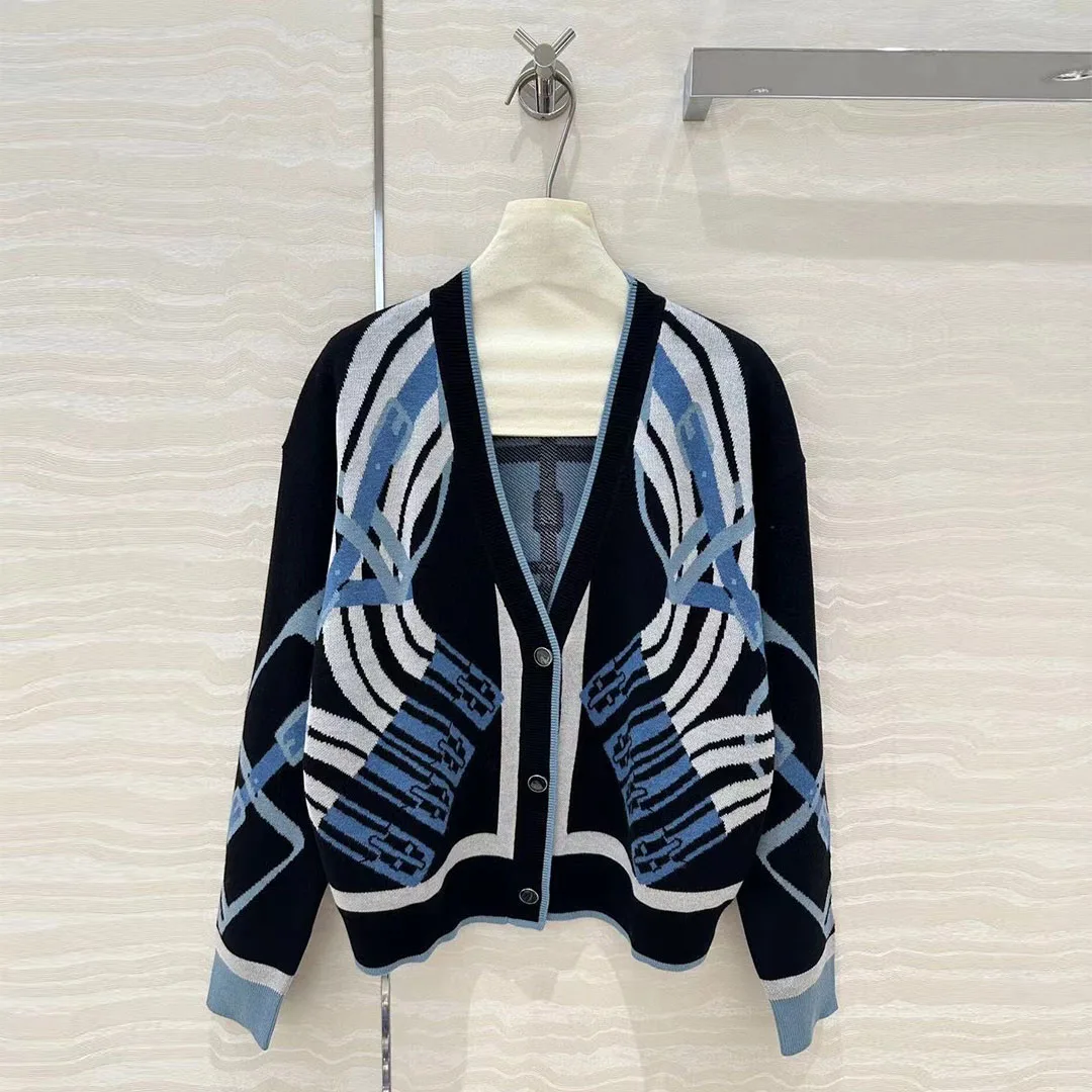 Новинка 2024 модный шерстяной кашемировый контрастный женский свитер с V-образным