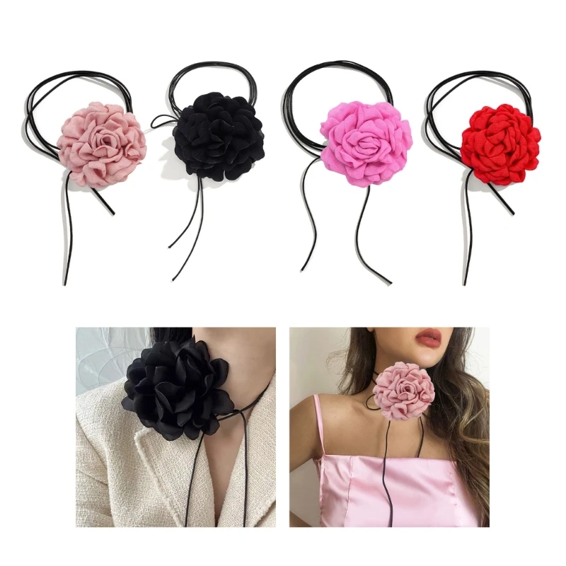 

Vintage Collar Necklace Oversized Flower Choker Necklace Simple Neck Chain