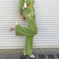 harajuku green velvet casual baggy wideleg pants women dragon diamond vintage fairy aesthetic high waist sweatpants y2k