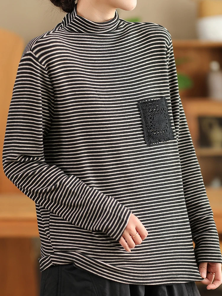 Max LuLu полосатая зимняя водолазка женские классические футболки модные винтажные