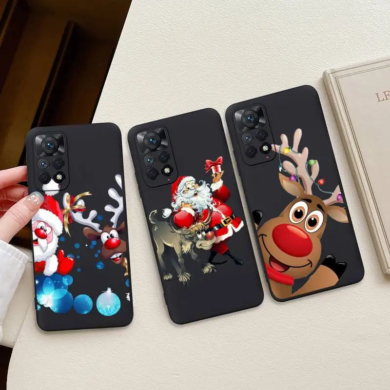 

Merry Christmas Snow Elk Phone Case For Redmi Note 11E 11S 11 10 9 Pro 9A K20 K30 K40 Soft Silicone Cover