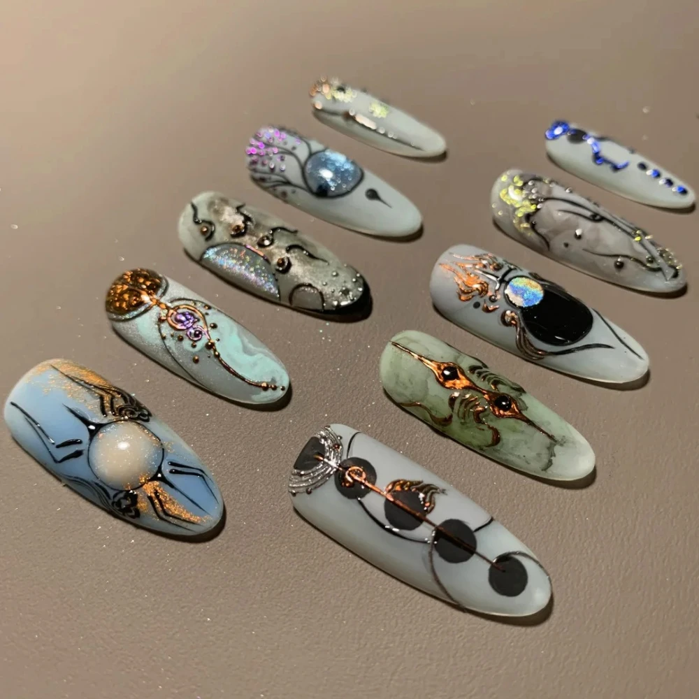 10 шт. пресс для маникюра средней длины овальной формы