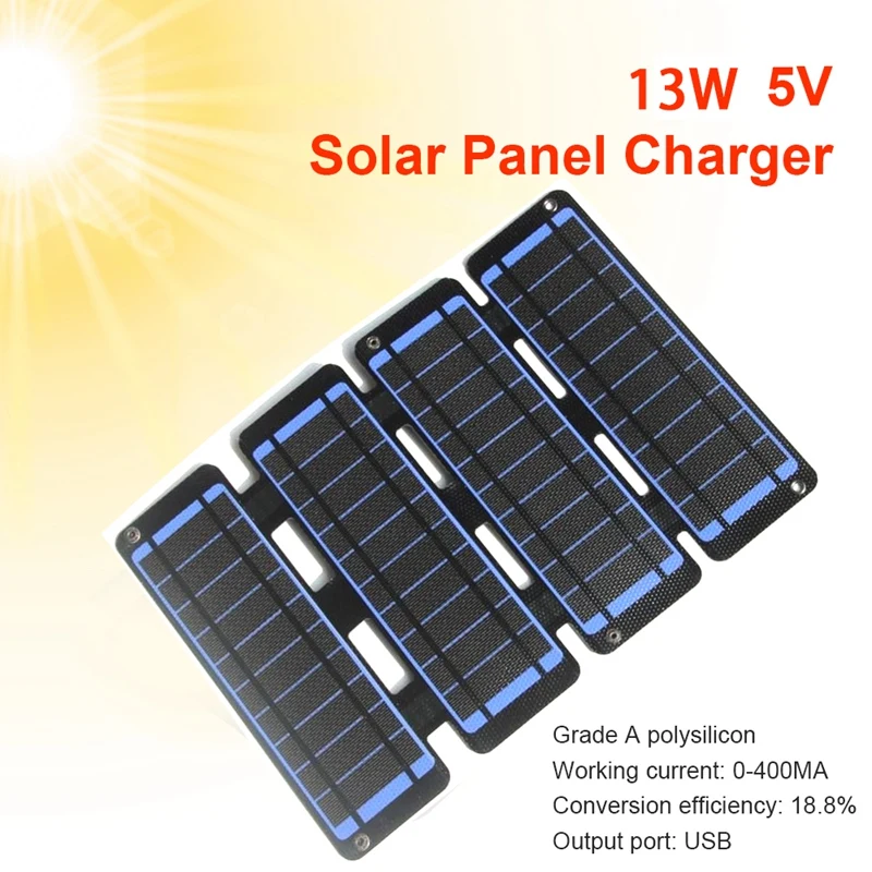 

13W 5V Folding Bag Charger Outdoor Portable Duals USB Output Solar Mobile Phone Mobile Powers Charger Blue