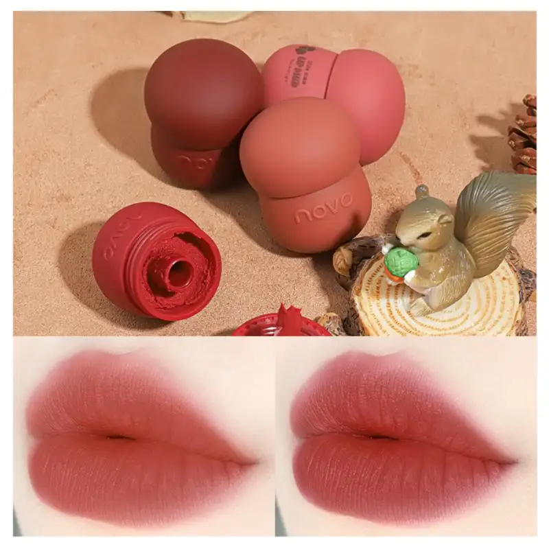 

4 Colors Velvet Matte Lipstick Soft Smooth Lip Mud Face Blush Moisturizing Natural Cheek Lip Tint Mushroom Lip Tint Mud