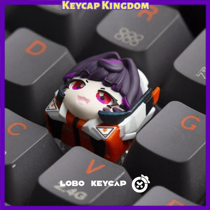 Фото Коллекционные кастомные кейкапы OW Kiriko & D.Va из смолы для механических клавиатур, аксессуары для ПК и гейминга, милые мультяшные подарки №1