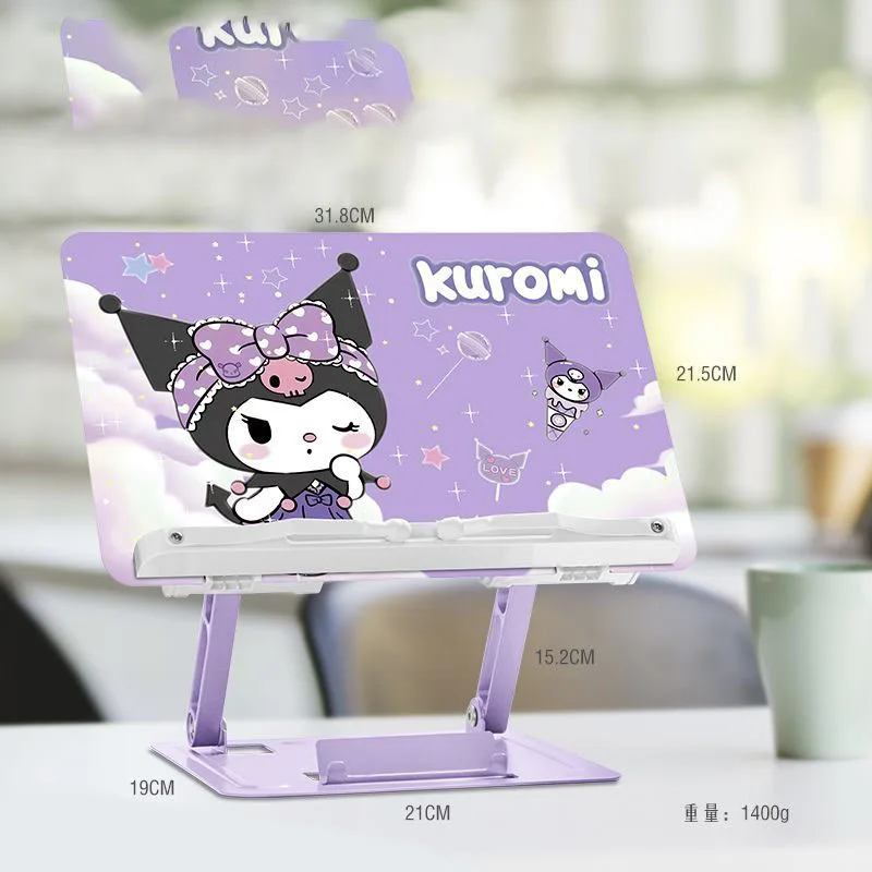 Фото Регулируемая подставка для книг Sanrio My Melody Kuromi Cinnamoroll Pochacco, нескользящая, 180° °   Вращающаяся металлическая подставка для чтения книг и планшетов №1