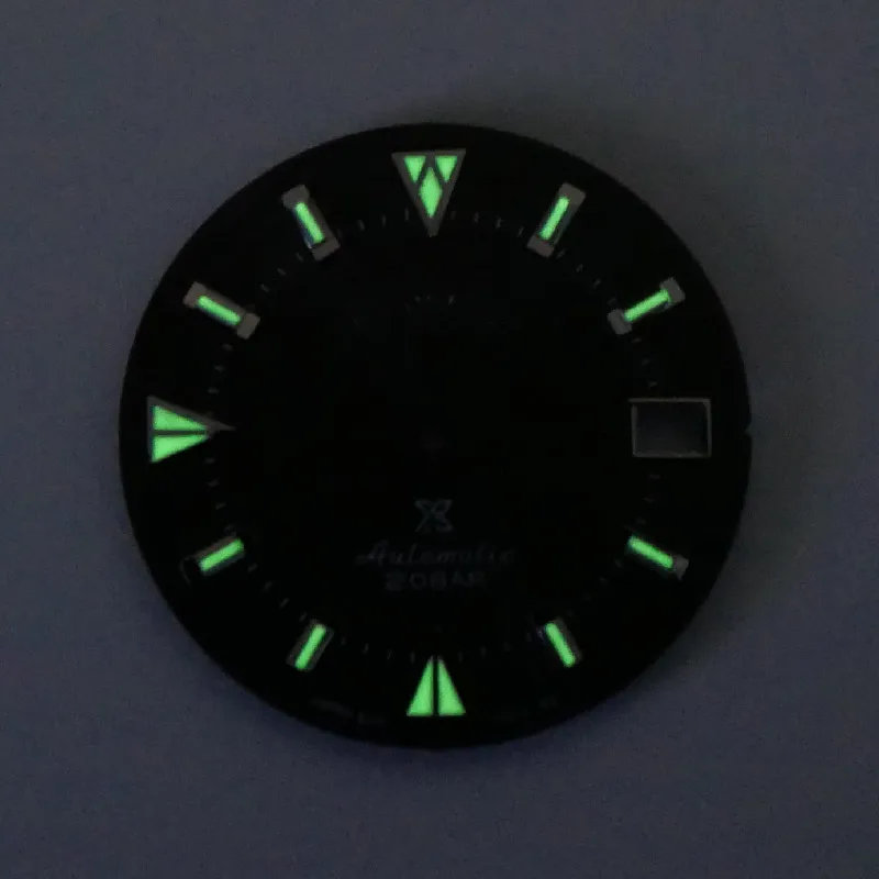 28.5 mm Watch accessories dial black checkered band Japan C3 luminous for  NH35 movement