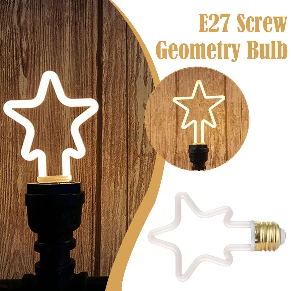 

Винтажная декоративная лампа для ночника E27 Звездное сердце ретро 220 В 40 Вт лампа Эдисона светодиодная настенная лампа для декора дома/спаль...