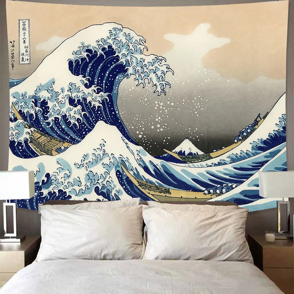 

Mount Fuji, Japan Tapestry Art Printing Tapestry The Great Wave of Kanagawa Wall Hanging Decoration Household Japanese Tapestry