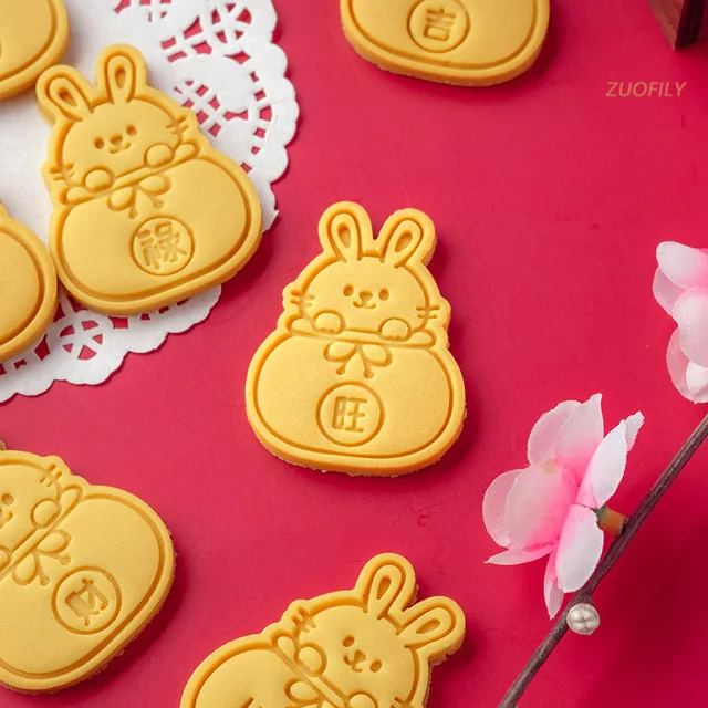 Cute Bunny Cookie Embosser Mold Spring Easter Party Cake 4
