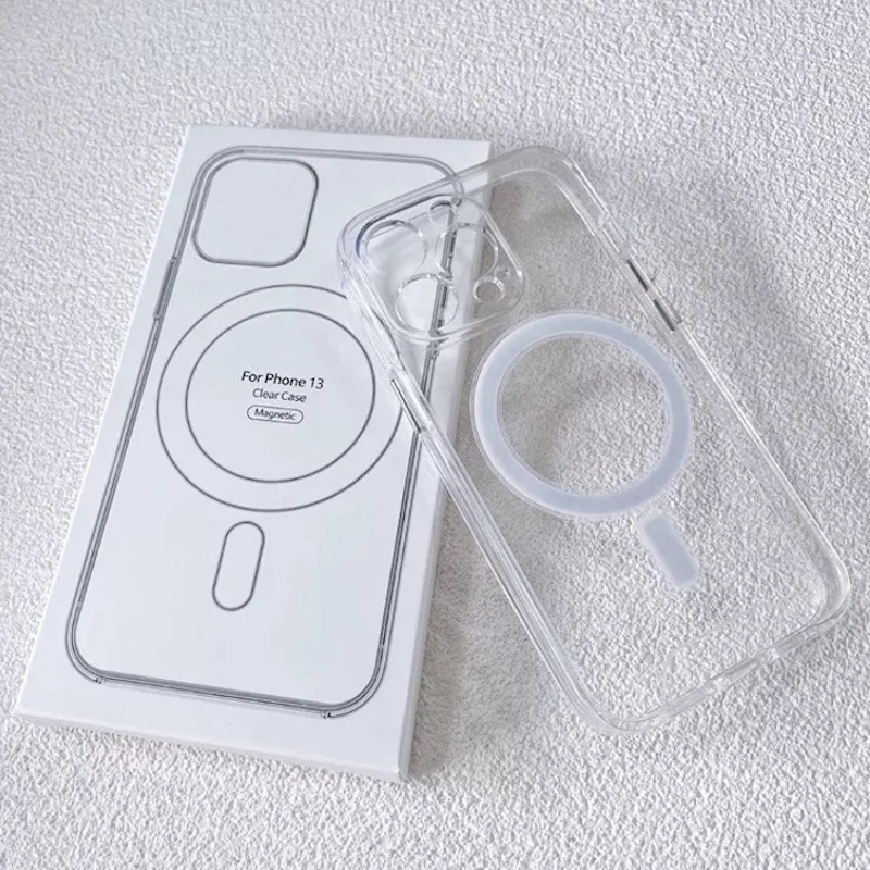 

Transparent Fine hole For Magsafe Case For iPhone 14 Pro Max Plus Mini Plus Anti-yellowing For 13 ProMax 12 11 X 7 8 SE Cover