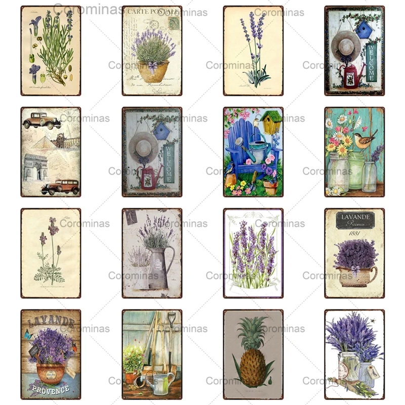 

Романтические металлические знаки в виде лаванды, ананаса, потертые фотообои, искусство на стену, мужские пещера, правила для сада, пасторал...