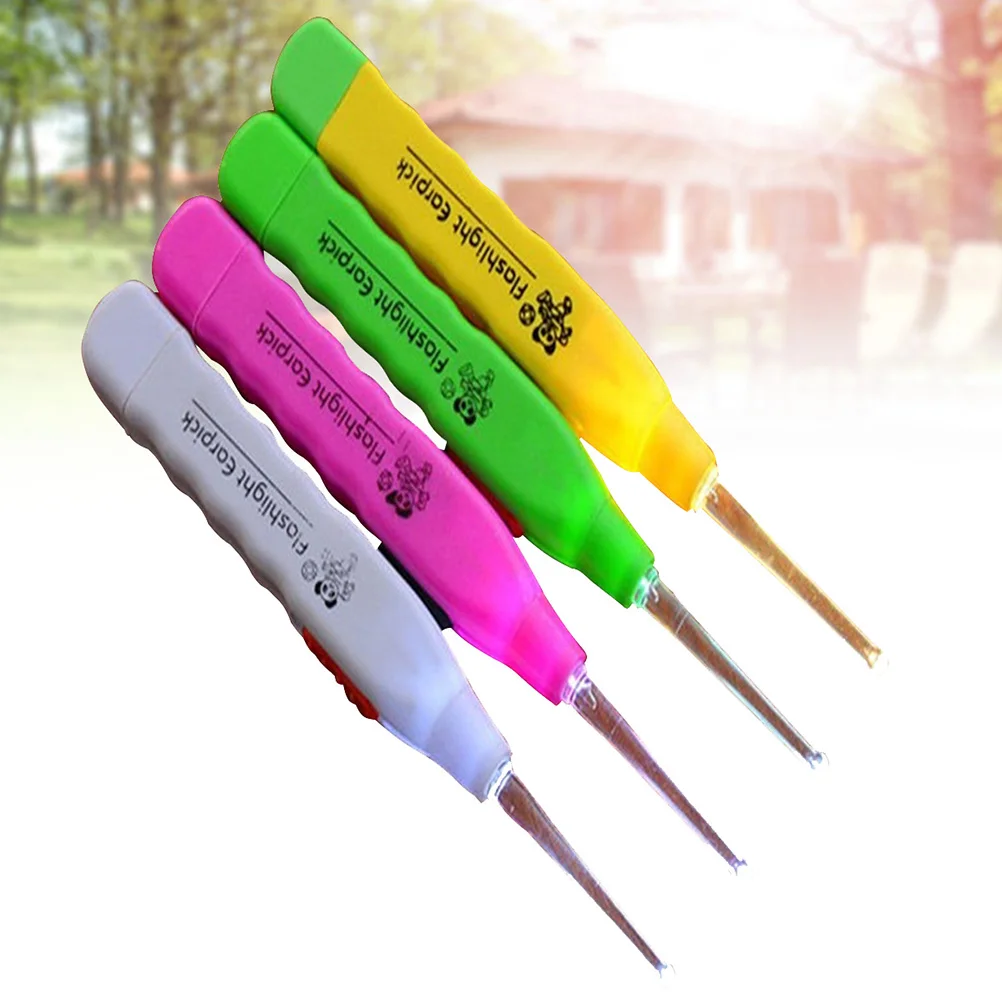

4 Pcs Kids Tools Flash Ear Wax Pick LED Spoon Earpicks Cleaner Flashlight Child