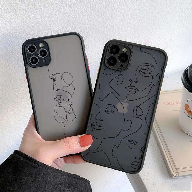 

Funny Abstract Art Lines Fashion Phone Cases Cartoon Women Cover For iphone SE 2020 7 8 Plus XR XS XS MAX 11 12 13 Pro Max Coque