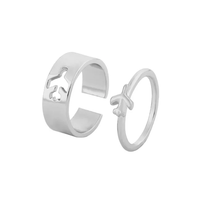 

Trendy Lover Star Moon Aircraft Cherry Dinosaur Mushroom Butterfly Rings for Women Men Couple Open Ring Set 2022 Jewelry