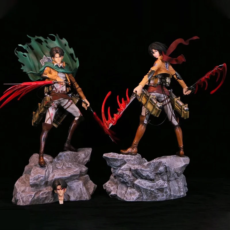 

35cm Attack On Titan Anime Figurine Levi Ackerman Mikasa Ackerman Action Figure Ver. Pvc Ornament Model Toys For Child Gifts