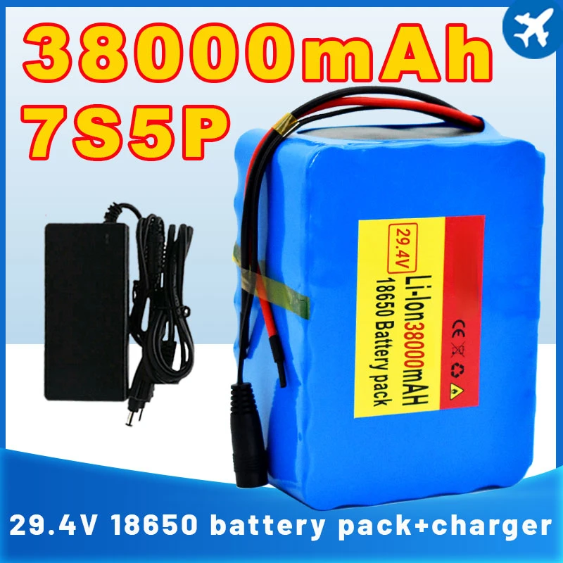 

7S5P 24v 38Ah battery pack 250w 29.4V 38000mAh lithium ion battery for wheelchair electric bicycle pack with BMS + charger
