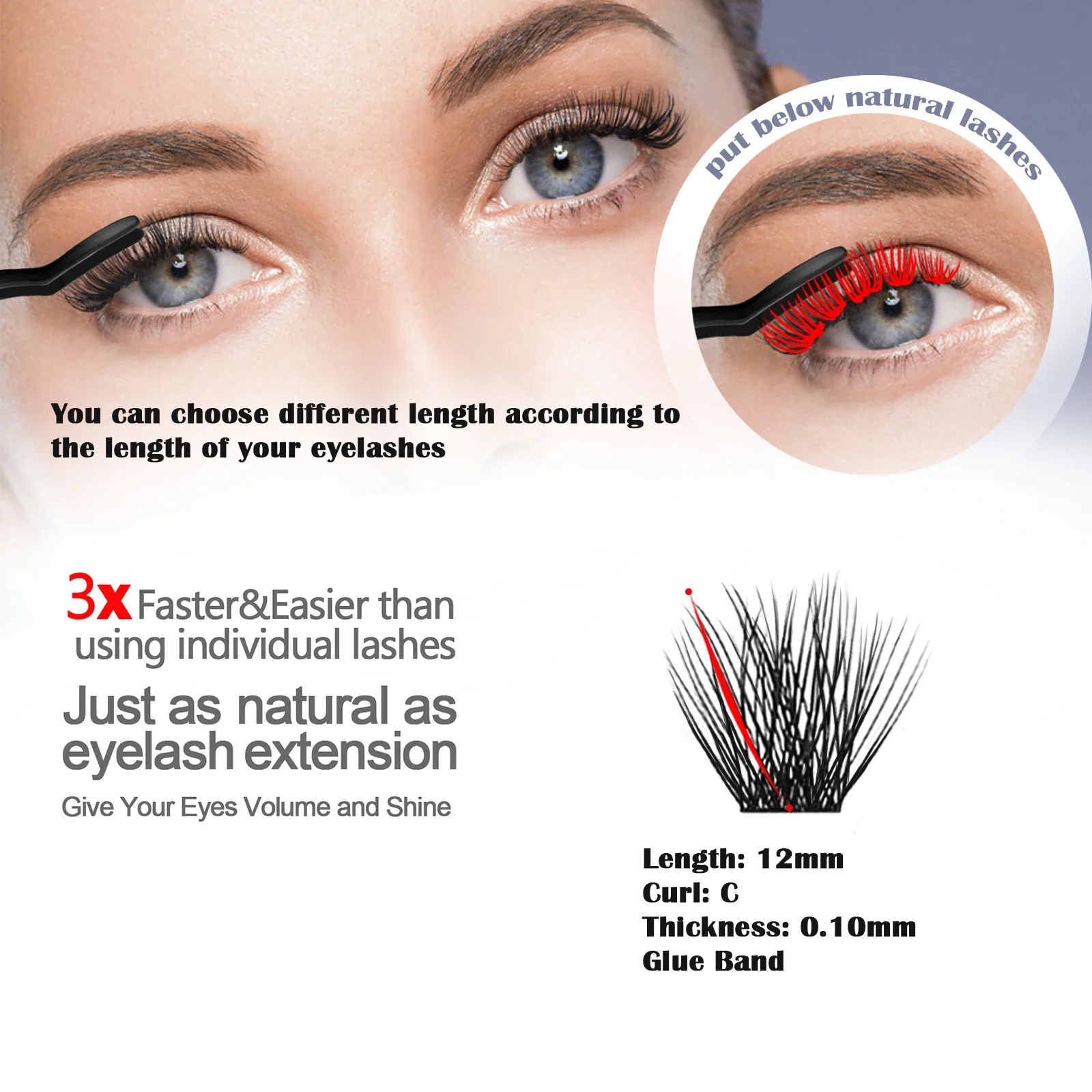 Натуральный Портативный Многоразовый Набор Накладных Ресниц Для Объемного