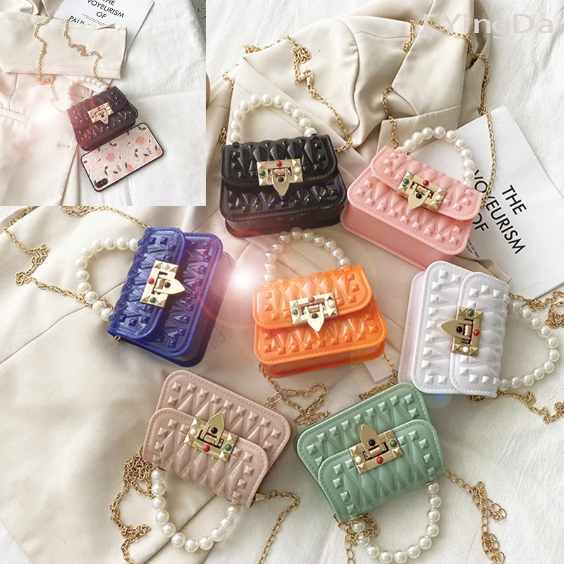 

LYingDa new handbag niche pearl mini shoulder chain bag crossbody small bag rivet jelly bag