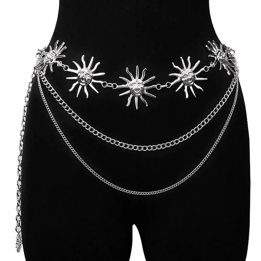 

Fashion All-match Hip Hop Vintage Sun Waistband Punk Waist Chain Womans Layered Belt Dress Cummerbands