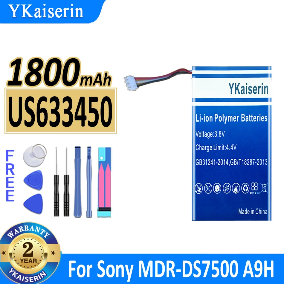 

Аккумулятор ykaisсеребрин на 1800 мАч для Sony MDR-DS7500 US633450 A9H, bluetooth-гарнитура, цифровая батарея